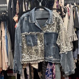 Oli & Hali Leopard and Denim Jean Jacket